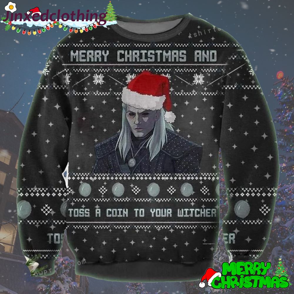 The Witcher Toss A Coin Ugly Sweater Christmas Party 